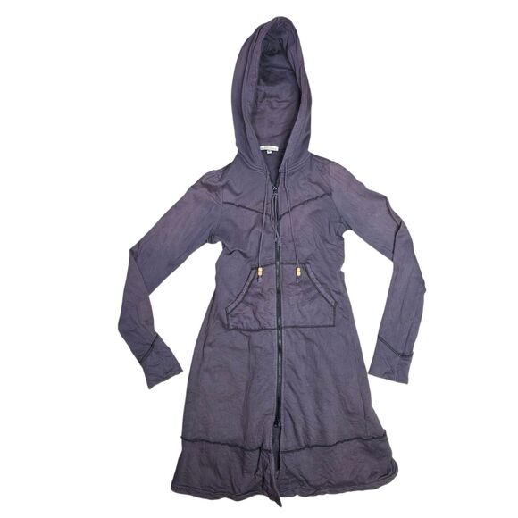 Prairie Underground Long Cloak Hoodie Organic Cotton Coat Jacket Medium Bruise - Picture 1 of 15